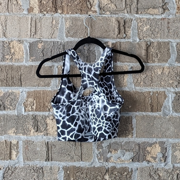 Sage Collective Animal Print Sports Bra Crop Top Size Small Charcoal Gray White - Picture 4 of 7